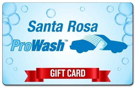 rectangle with a car icon on it that says Santa Rosa ProWash Gift Card