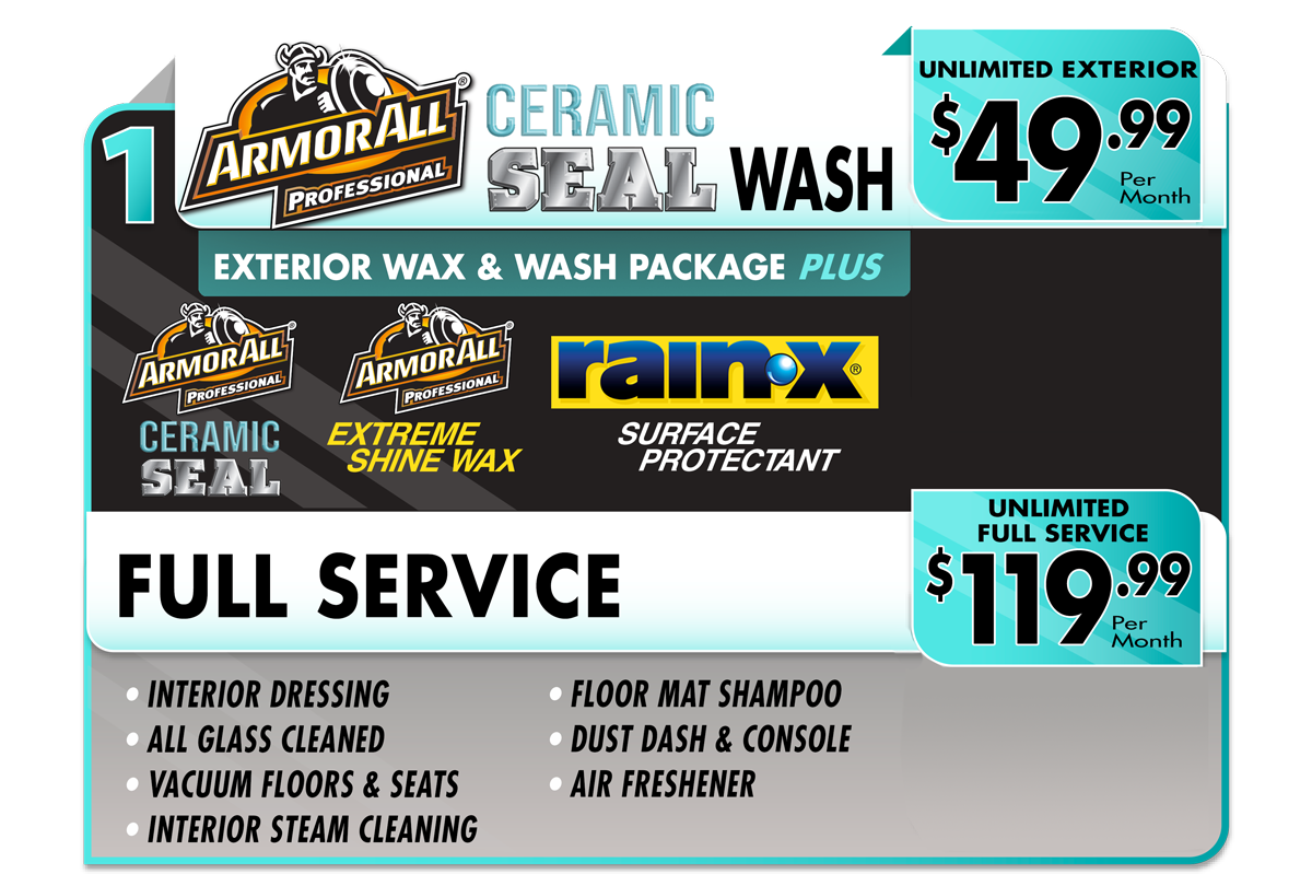 ceramic unlimited exterior and full service car wash menu